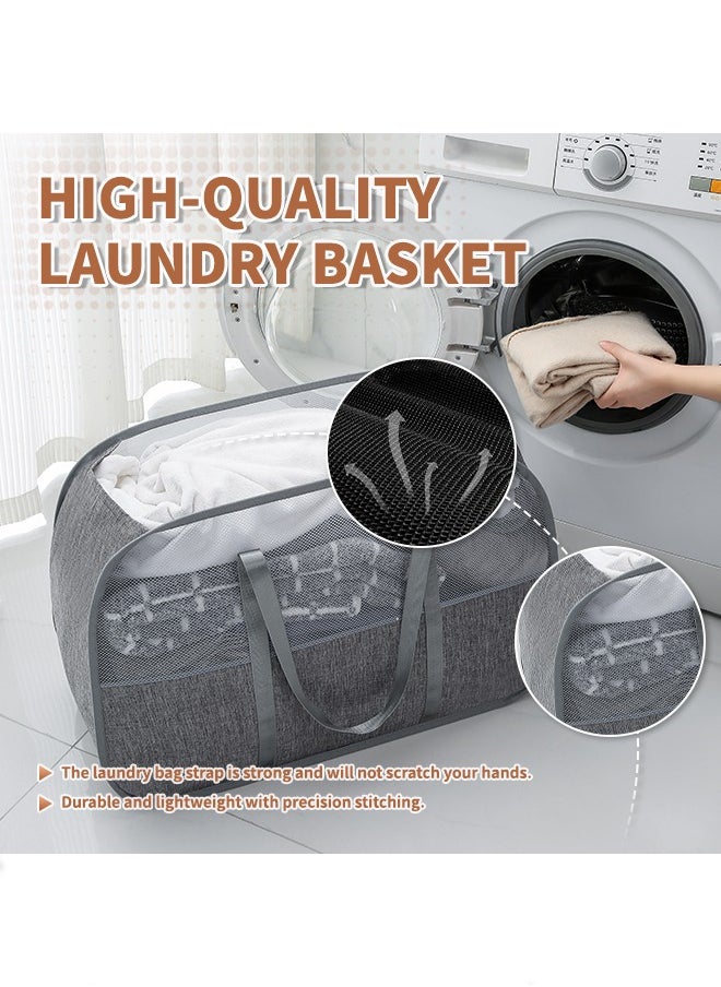 Generic - 95L Grid Laundry Basket, Washing Bin, Foldable Clothes Laundry Hamper with Sturdy Handles, Clothes Bag Suitable for Bedroom, Bathroom or Laundry Room(68*31*45CM) - Image 1