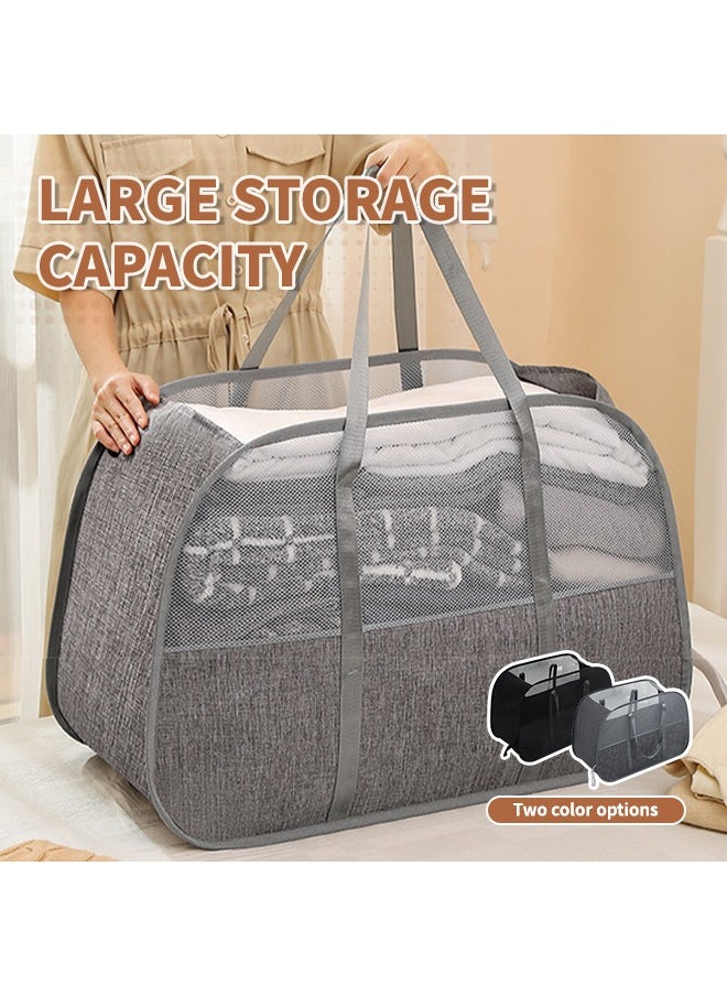 Generic - 95L Grid Laundry Basket, Washing Bin, Foldable Clothes Laundry Hamper with Sturdy Handles, Clothes Bag Suitable for Bedroom, Bathroom or Laundry Room(68*31*45CM) - Image 1