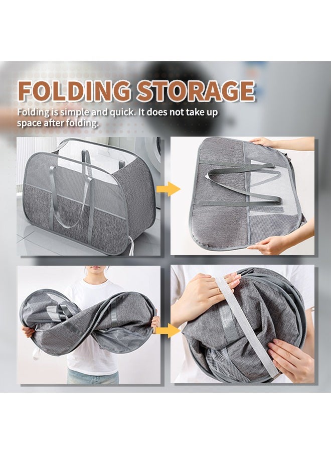 Generic - 95L Grid Laundry Basket, Washing Bin, Foldable Clothes Laundry Hamper with Sturdy Handles, Clothes Bag Suitable for Bedroom, Bathroom or Laundry Room(68*31*45CM) - Image 1