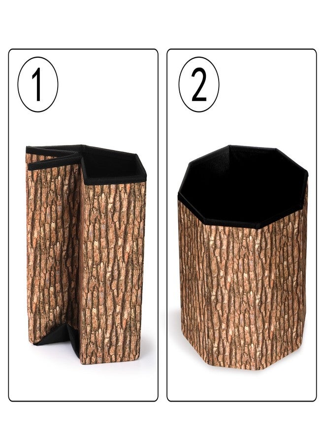 Lawei 3 Pack Tree Stump Storage Stools, 12 x 12 Inches Folding Stool Ottoman with Foam Cushion, Collapsible Storages Seat Chest, Vintage Storage Toy Box Wood Stump Organizer Stools for Toy - Image 3