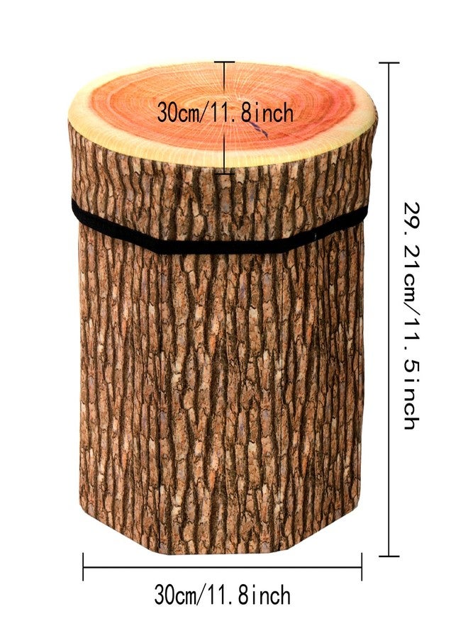 Lawei 3 Pack Tree Stump Storage Stools, 12 x 12 Inches Folding Stool Ottoman with Foam Cushion, Collapsible Storages Seat Chest, Vintage Storage Toy Box Wood Stump Organizer Stools for Toy - Image 2
