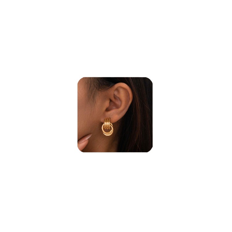 Spiritlele Gold Plated Knot Earrings for Women Chunky Gold Drop Dangle Earring Trendy Golden Knotted Link Earring Jewelry - Image 1