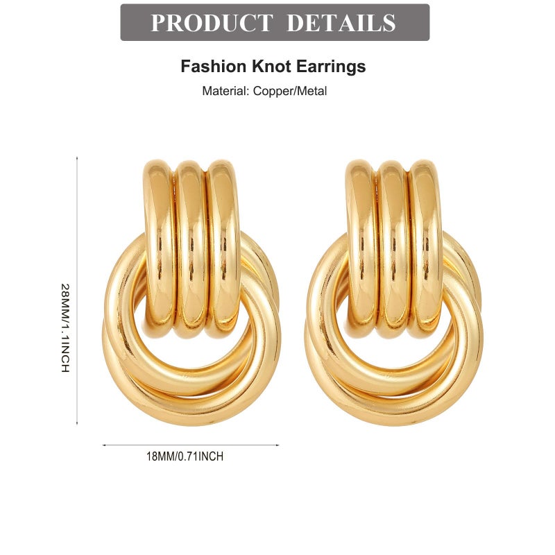 Spiritlele Gold Plated Knot Earrings for Women Chunky Gold Drop Dangle Earring Trendy Golden Knotted Link Earring Jewelry - Image 4