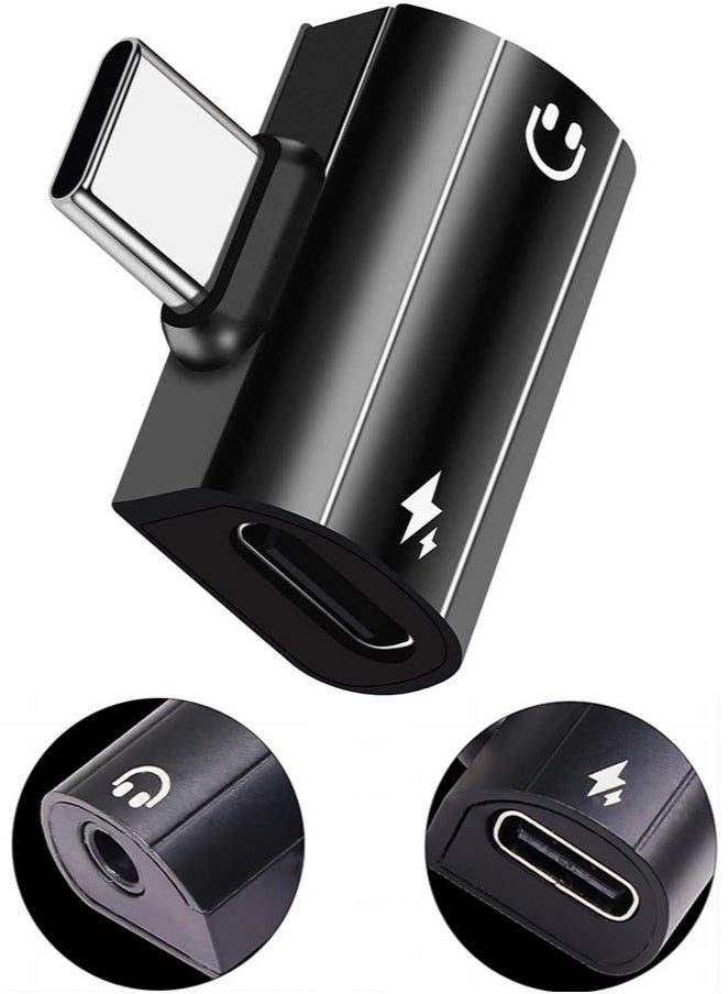 محول شاحن وسماعة رأس من USB C إلى 3.5 مم 2 في 1 USB C إلى مقبس سماعة رأس Aux 3.5 مم مع دونجل شحن سريع 60 وات متوافق مع Pd - Image 2