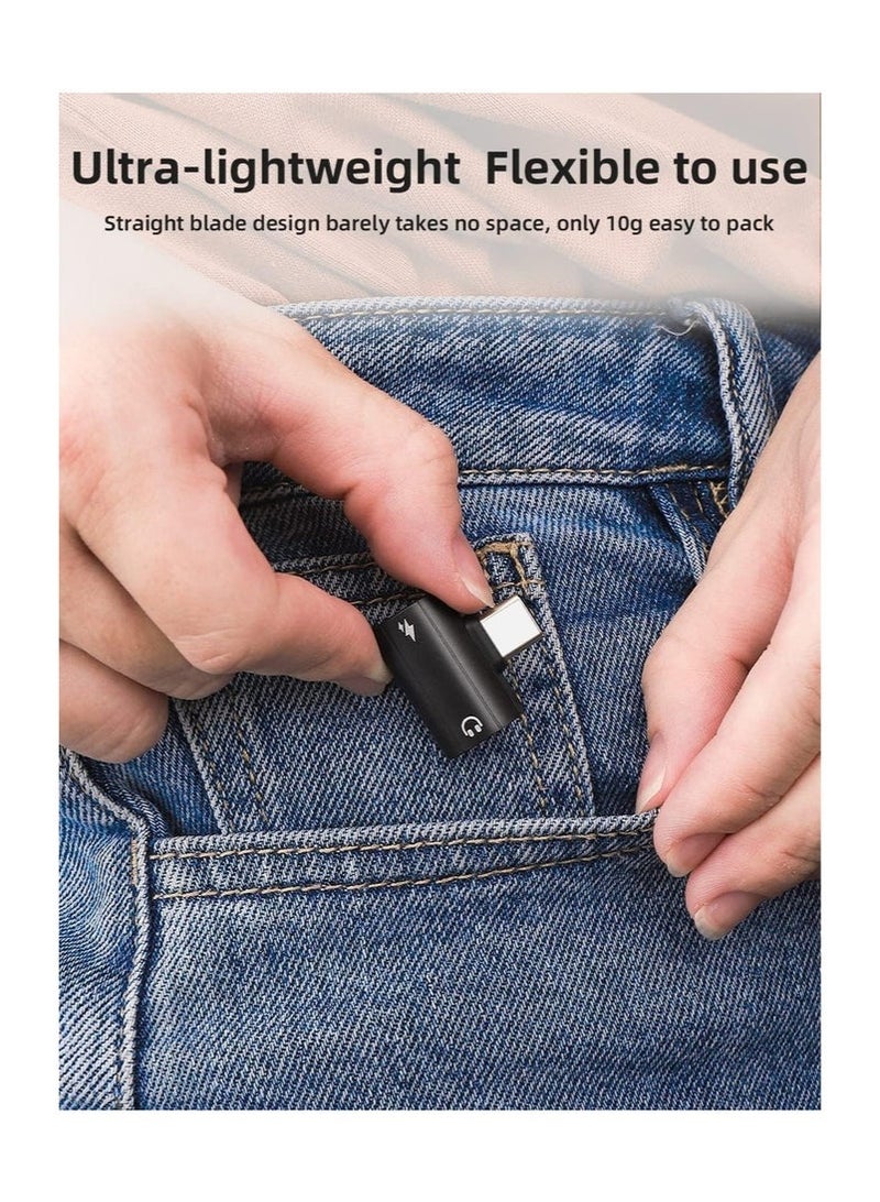 محول شاحن وسماعة رأس من USB C إلى 3.5 مم 2 في 1 USB C إلى مقبس سماعة رأس Aux 3.5 مم مع دونجل شحن سريع 60 وات متوافق مع Pd - Image 4