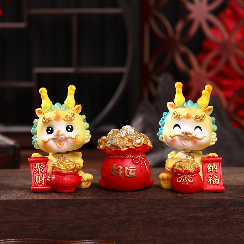 Lucky Pixiu Ornament Figurine Resin Craft National Trend Home Decoration Mascot Car Accessory National Trend Style - Image 4