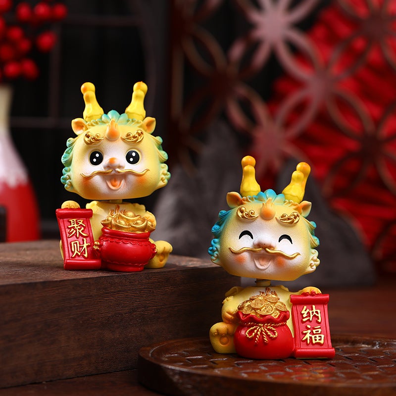 Lucky Pixiu Ornament Figurine Resin Craft National Trend Home Decoration Mascot Car Accessory National Trend Style - Image 3