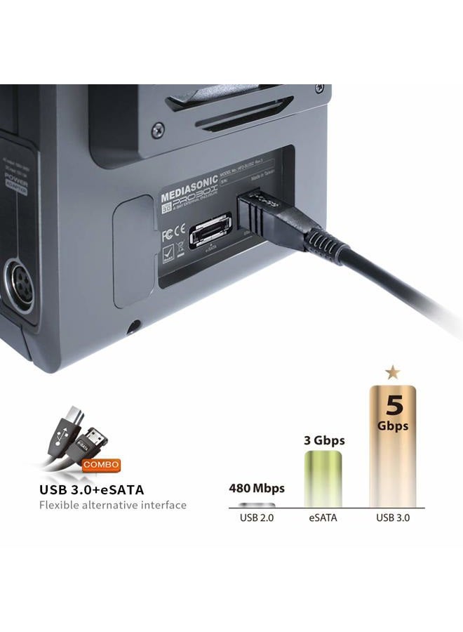 Mediasonic HFR2-SU3S2 PRORAID 4 Bay 3.5" SATA Hard Drive Enclosure - USB 3.0 & eSATA - Image 3