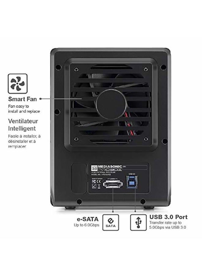 Mediasonic HFR2-SU3S2 PRORAID 4 Bay 3.5" SATA Hard Drive Enclosure - USB 3.0 & eSATA - Image 2
