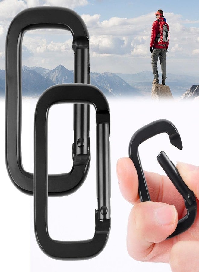 Evaluemart Pack of 2 Black Carabiner Clip Square D-Shape Buckle Carabiners Clasp Spring Gate Lock Snap Hook for Keychain Outdoor Backpack Strap Pendant Camping Tools - Image 2