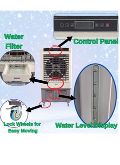 BONAI Portable Air Cooler with Remote, Evaporative cooling fan, Air Conditioner 550W, 16000 m³/h, 120L Water Storage, Portable AC Unit, Cooling Fan for 50-100m², Eco-Friendly, Natural Cooling, 23KG  - Image 3
