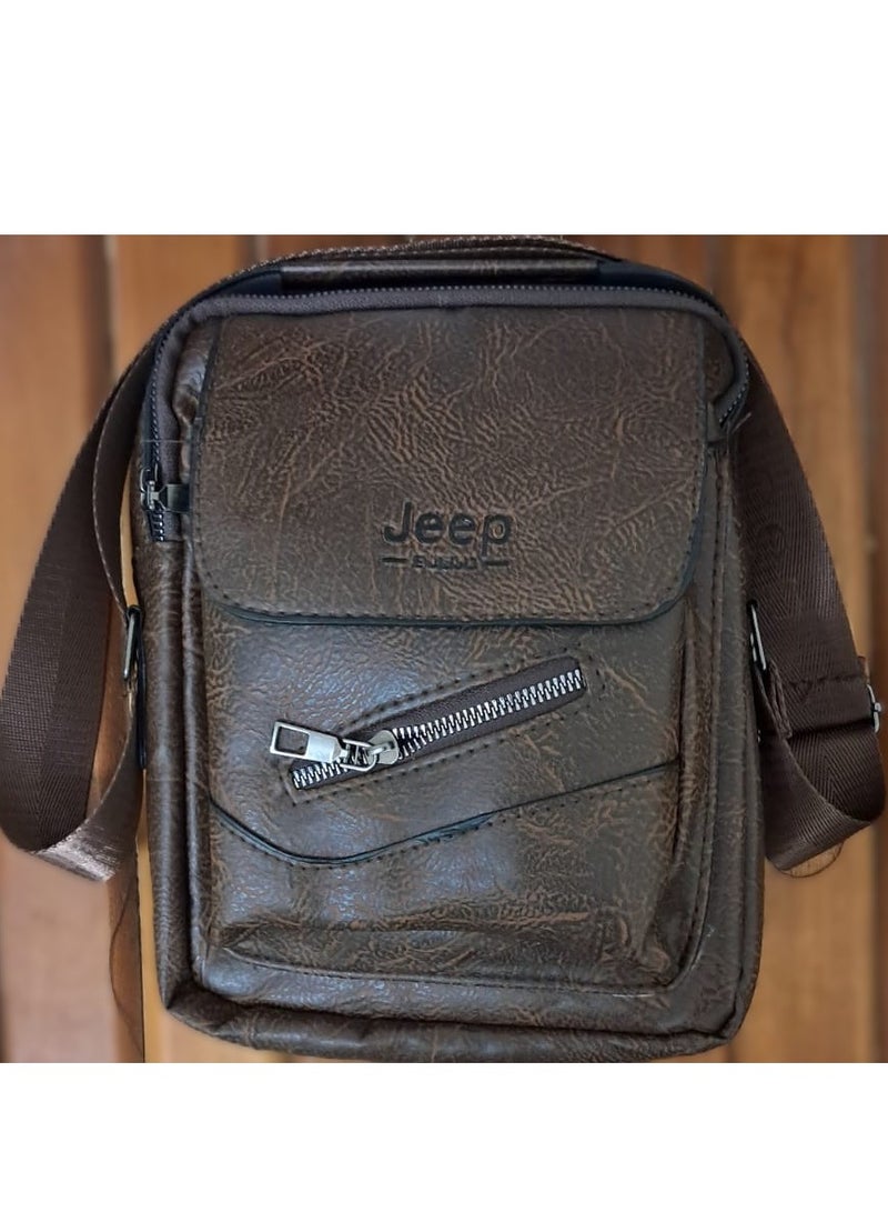 Jeep Buluo Men's Dark Brown Leather Crossbody Bag