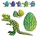 utosday Easter Eggs Filled with Dinosaur Toys 3D Printed Animals Mystery Crystal Dragon Egg with Articulated Tyrannosaurus Rex Easter Basket Stuffers Fidget Toy for Adults Kids YellowGreen - Image 2