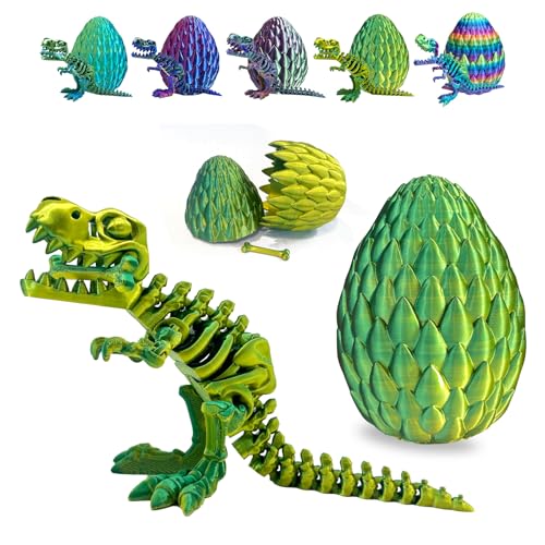 utosday Easter Eggs Filled with Dinosaur Toys 3D Printed Animals Mystery Crystal Dragon Egg with Articulated Tyrannosaurus Rex Easter Basket Stuffers Fidget Toy for Adults Kids YellowGreen - Image 1