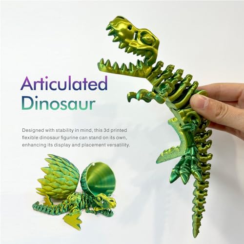 utosday Easter Eggs Filled with Dinosaur Toys 3D Printed Animals Mystery Crystal Dragon Egg with Articulated Tyrannosaurus Rex Easter Basket Stuffers Fidget Toy for Adults Kids YellowGreen - Image 5