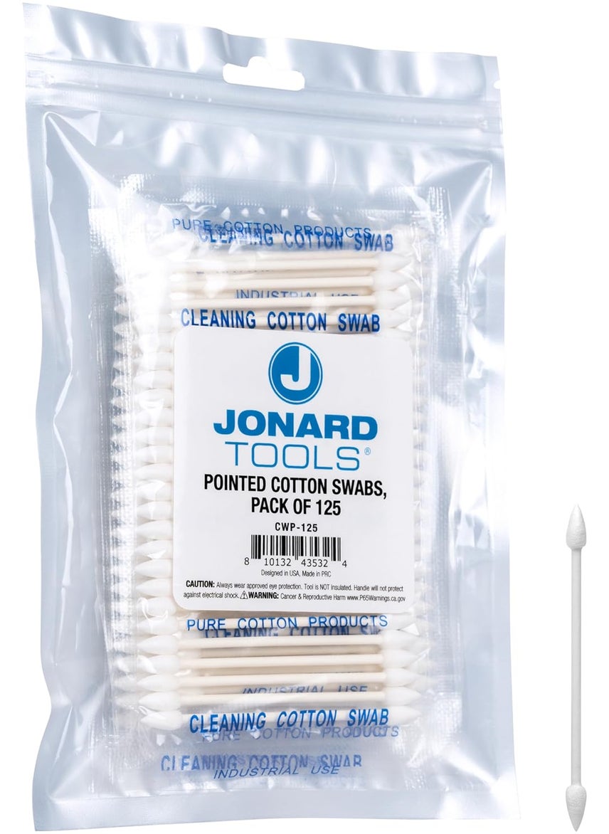 Jonard Tools Jonard Tools CWP-125 Pointed Cotton Swabs for Detailed Cleaning Delicate Fiber Optic Equipment and V-Grooves, Pack of 125 