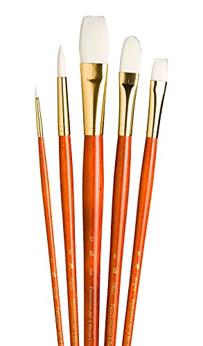 Princeton RealValue Paintbrush, Round 1,6,Bright 6,Filbert 8,Flat 12, Orange - Image 1
