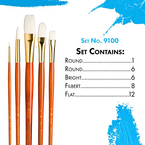 Princeton RealValue Paintbrush, Round 1,6,Bright 6,Filbert 8,Flat 12, Orange - Image 3
