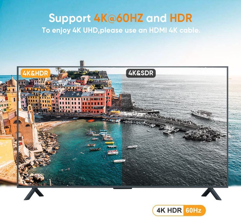 CableCreation محول كابل كريشن النشط من DP إلى HDMI HDR 4K@60Hz 2K@144Hz 1080P@144Hz، محول HDMI 4K من DisplayPort 1.4 (ذكر إلى أنثى)، يدعم تقنية Eyefinity متعددة الشاشات، مصنوع من الألمنيوم - Image 3