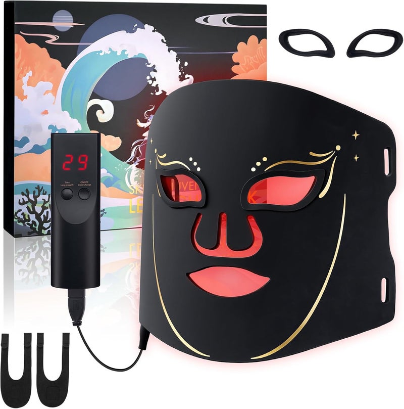 Deciniee LED Face Mask Red Light Therapy Mask Infrared Light Therapy 7 Colors for AntiAging Hydration for Glowing Skin Skincare Beauty Gifts with Remote Control Eye Protector