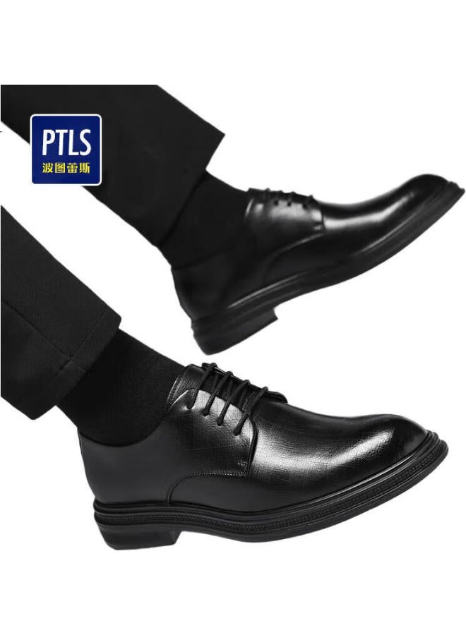 Poitulas Men'S Lace-Up Business Casual Shoes Korean Fashion Thick-Soled Formal Shoes Wedding Shoes Men 9708 Black 45 - Image 3