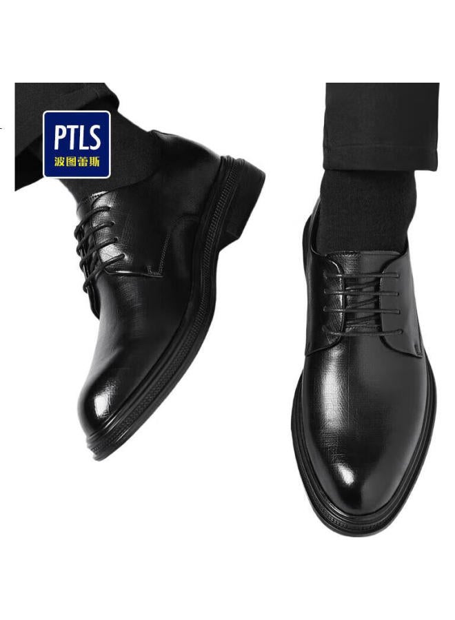 Poitulas Men'S Lace-Up Business Casual Shoes Korean Fashion Thick-Soled Formal Shoes Wedding Shoes Men 9708 Black 45 - Image 2