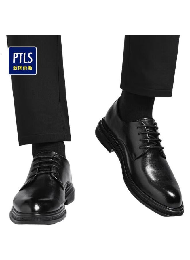 Poitulas Men'S Lace-Up Business Casual Shoes Korean Fashion Thick-Soled Formal Shoes Wedding Shoes Men 9708 Black 45 - Image 1