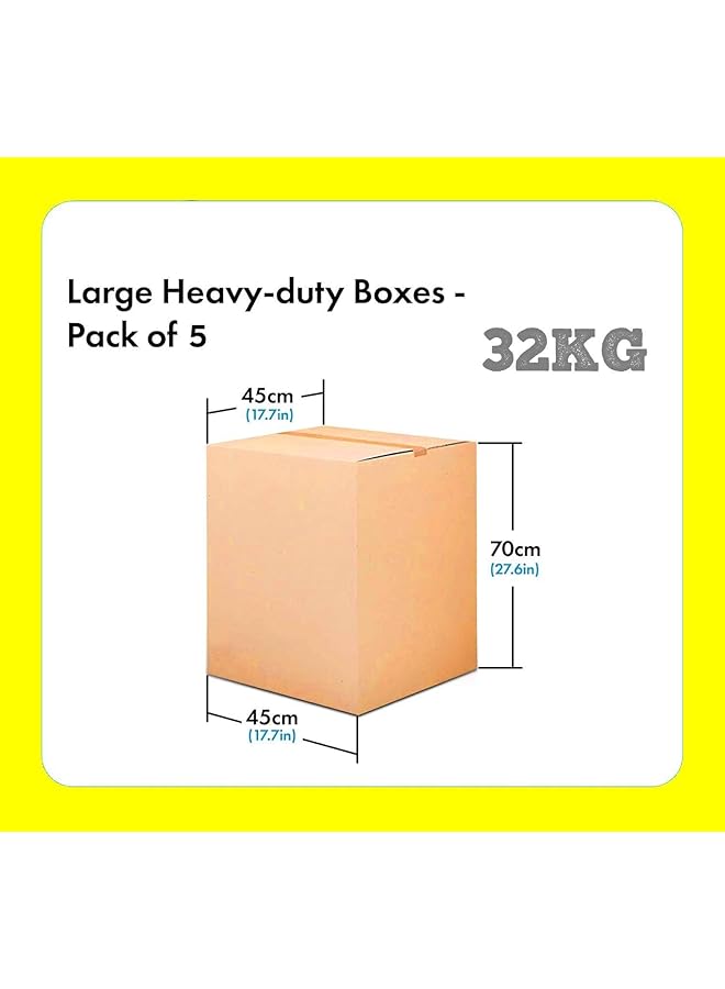 erorex 5 Pack Carton Box Large Double Wall 100 Percent Recyclable Corrugated Cardboard Moving Boxes With 32 Kg Capacity 45 X 45 X 70 Cm Brown Carton For Packaging Shipping And Storage 5 Ply Brown - Image 2