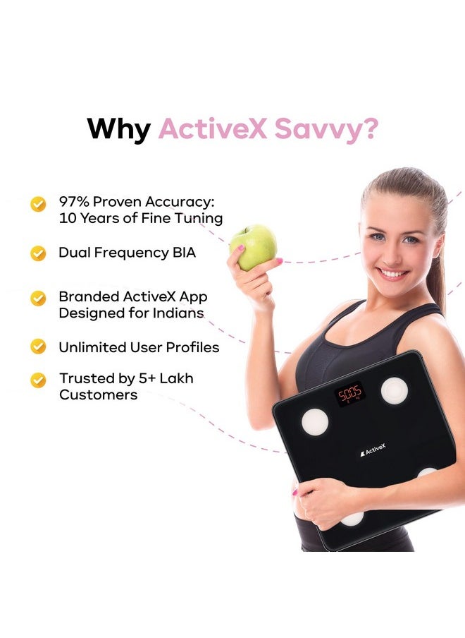 مقياس تكوين الجسم الذكي Savvy من ActiveX (أستراليا) | وزن الجسم ومؤشر كتلة الجسم ودهون الجسم وكتلة العظام والمزيد | تطبيق ActiveX مجاني | بطاريات متضمنة | ضمان لمدة 24 شهرًا - pzsku/ZC54D82F6894529B356AEZ/45/_/1737806121/81f470c4-21ac-4074-aac3-e78be954b9e6