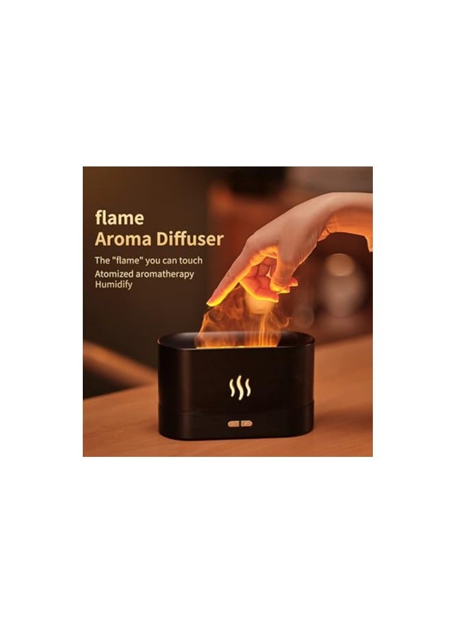 Flame Aroma Diffuser with 7 Colors and Silent Operation – 180ml – Black - Image 1