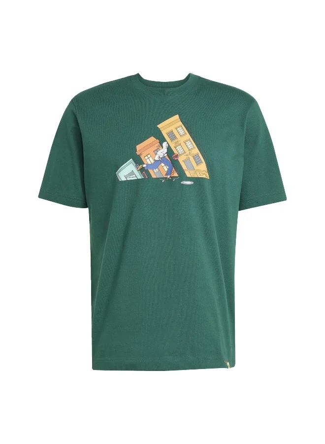 adidas M Ddl Skate T Green Training T-Shirts For Men XS