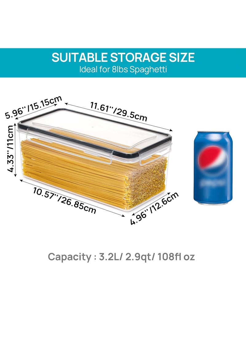 Uwals Airtight Food Storage Containers with Lids 4PCS Set 3.2L, Plastic Spaghetti Container for Pasta Spaghetti organizer, BPA Free Air Tight House Kitchen Pantry Organization and Storage  - Image 2