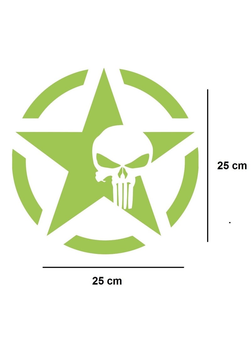 Generic Skull Star Sticker - Lime Green 