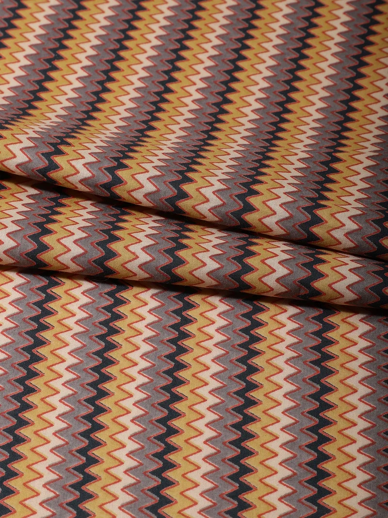 أيه كيه إس Multicolored Chevron Print Cotton Fabric - One Meter