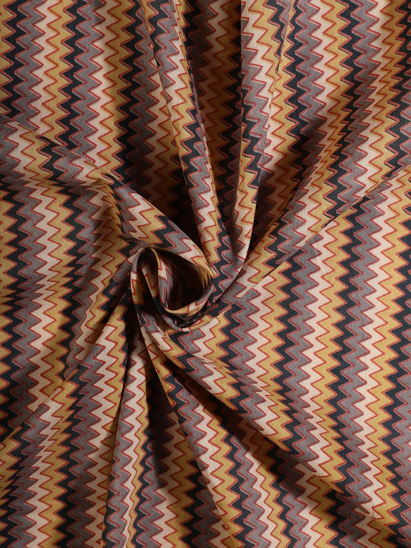 أيه كيه إس Multicolored Chevron Print Cotton Fabric - One Meter