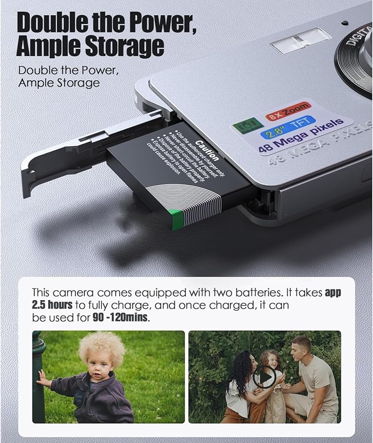 48MP Digital Camera For Kids Beginners With 8X Zoom 2 7 Inch LCD Autofocus 32GB Card - Image 4