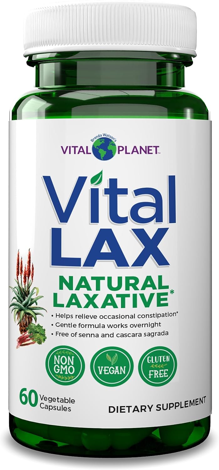 Vital Planet Vital Planet - Vital Lax Natural Laxative Cleanse Supplement for Occasional Constipation, with Magnesium Hydroxide, Slippery Elm, Aloe, and Triphala to Support Bowel Regularity 60 Capsules