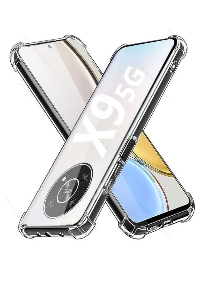 تين تك جراب شفاف بزوايا مضادة للصدمات من البولي يوريثين المقاوم للحرارة لموبايل هونر اكس 9 شبكة الجيل الخامس / Honor X9 5G من تين تك – شفاف - Image 1