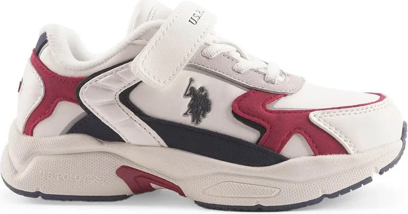 U.S. Polo Assn. Boys Sneakers White-Red 101885747 4f Krenas 4pr