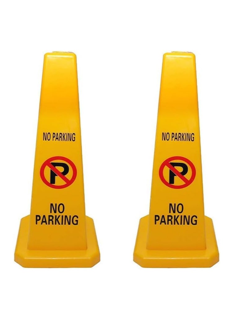 2PCS TRAFFIC CONE - NO PARKING SAFETY CONE - YELLOW -CAUTION NO PARKING YELLOW SIGN BOARD (67 x 28 cm) - Image 4