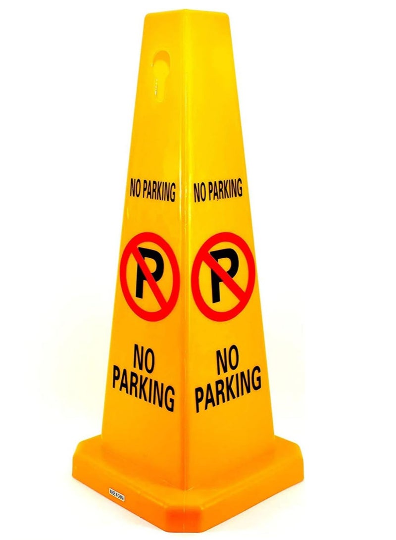 2PCS TRAFFIC CONE - NO PARKING SAFETY CONE - YELLOW -CAUTION NO PARKING YELLOW SIGN BOARD (67 x 28 cm) - Image 3