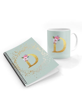 Custom Monogram Initial Letter Floral Pattern Alphabet - D  ( Light Green )