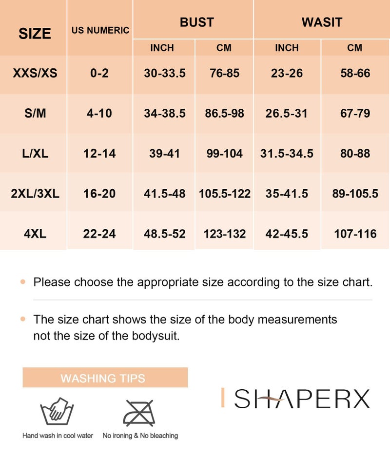 SHAPERX شيبيركس بدلة تشكيل نسائية حتى منتصف الفخذ للتحكم في البطن، ملابس تشكيل بدون seams، شكل الجسم، SZ5310-أسود-2XL/3XL - Image 3