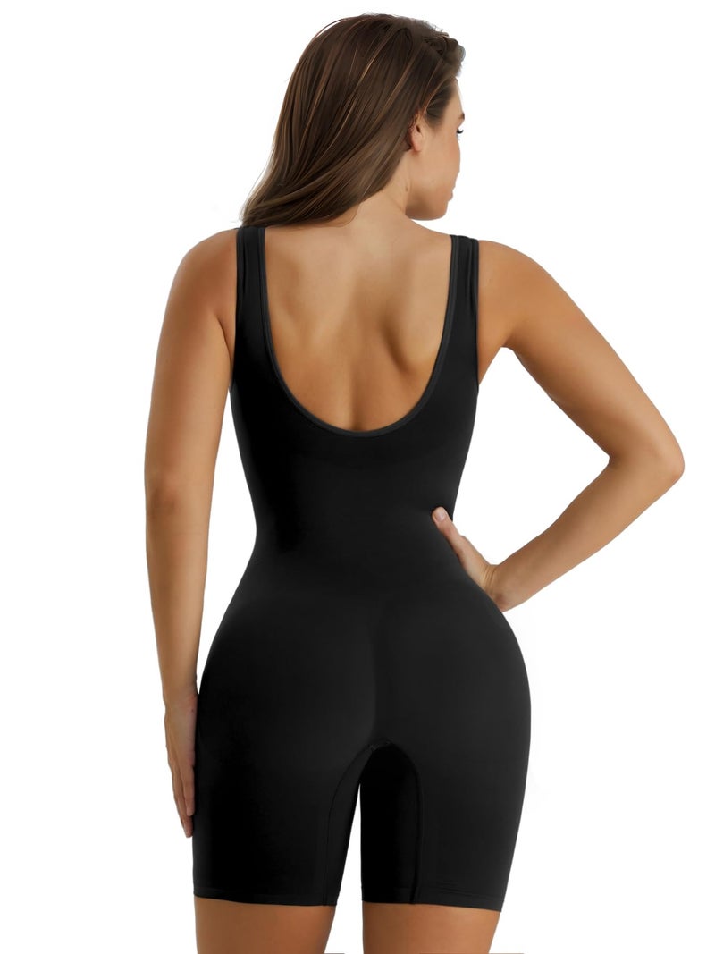 SHAPERX شيبيركس بدلة تشكيل نسائية حتى منتصف الفخذ للتحكم في البطن، ملابس تشكيل بدون seams، شكل الجسم، SZ5310-أسود-2XL/3XL - Image 2