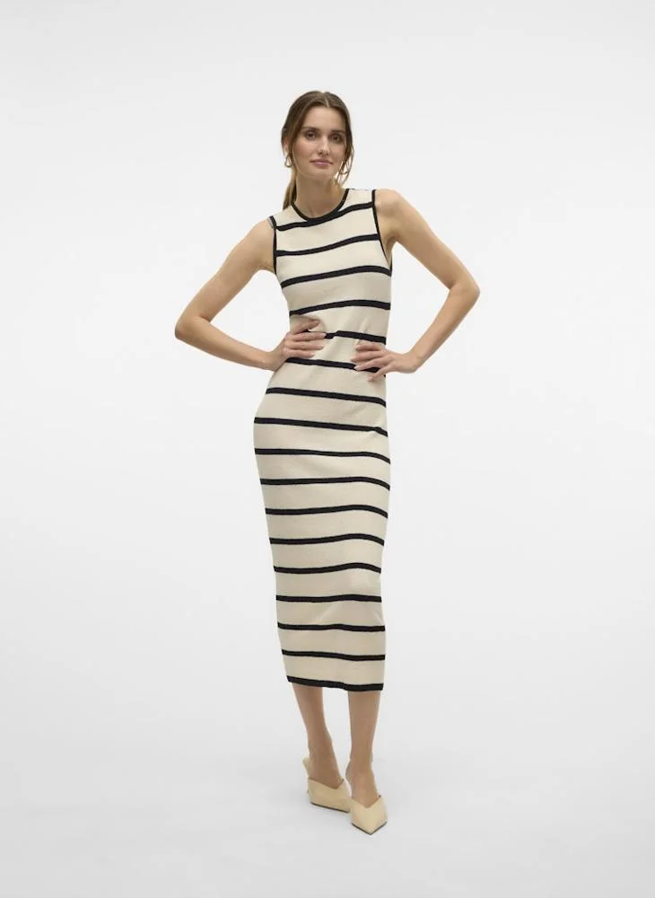 فيرو مودا Striped Crew Neck Dress