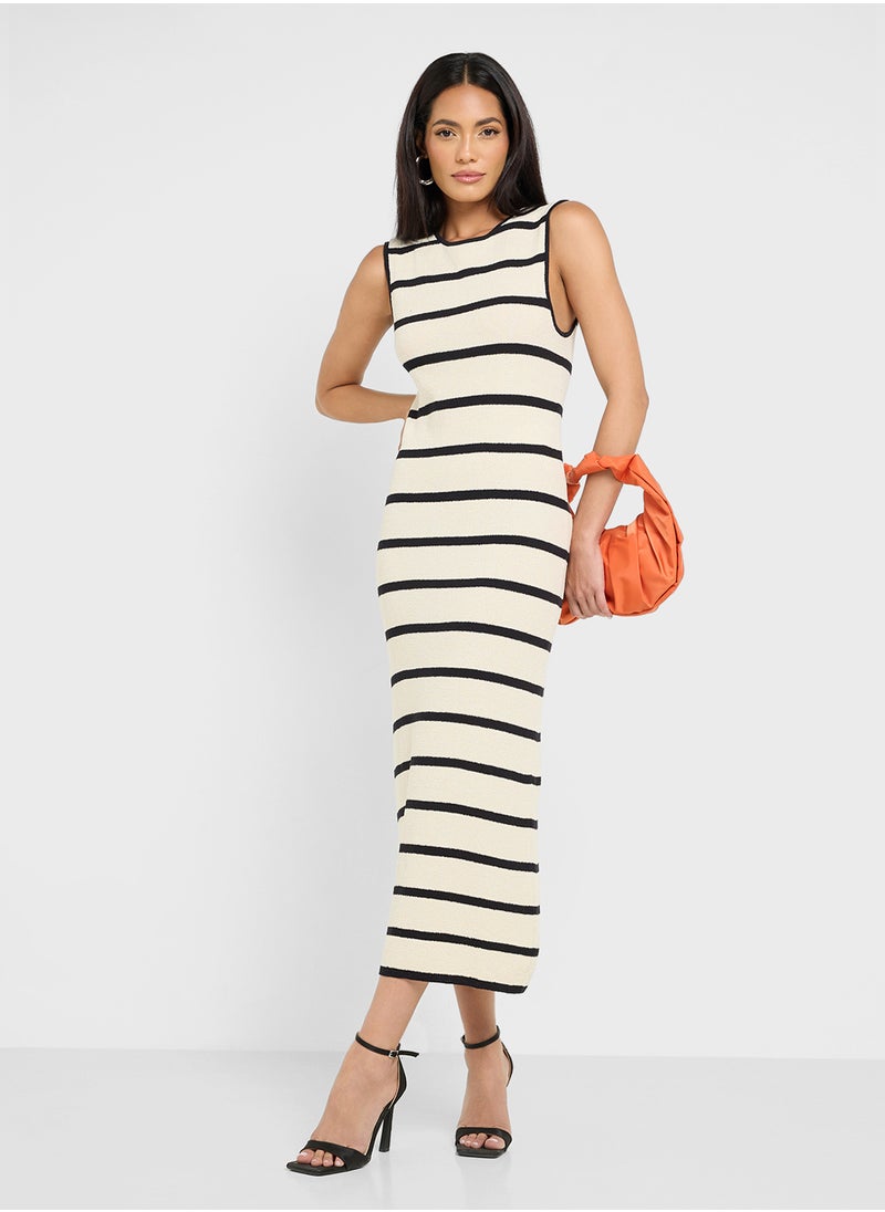 VERO MODA - Striped Crew Neck Dress - Image 1