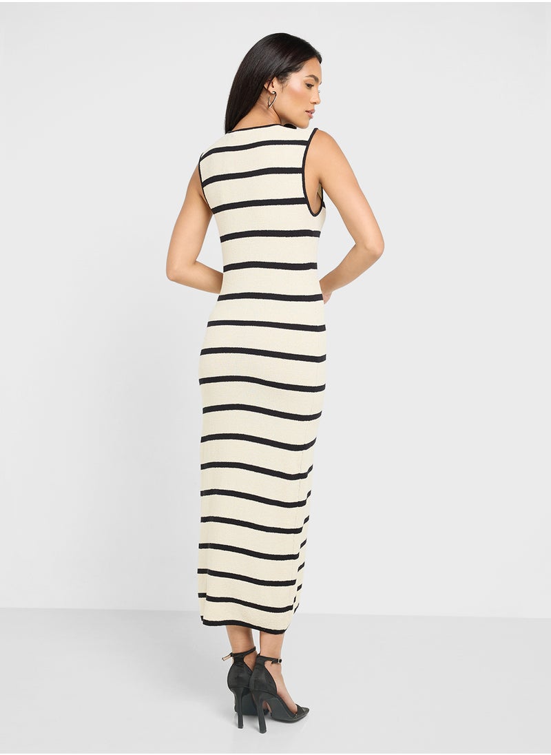 VERO MODA - Striped Crew Neck Dress - Image 1
