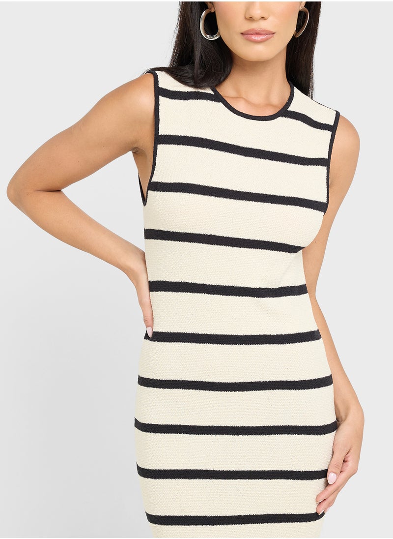 VERO MODA - Striped Crew Neck Dress - Image 1