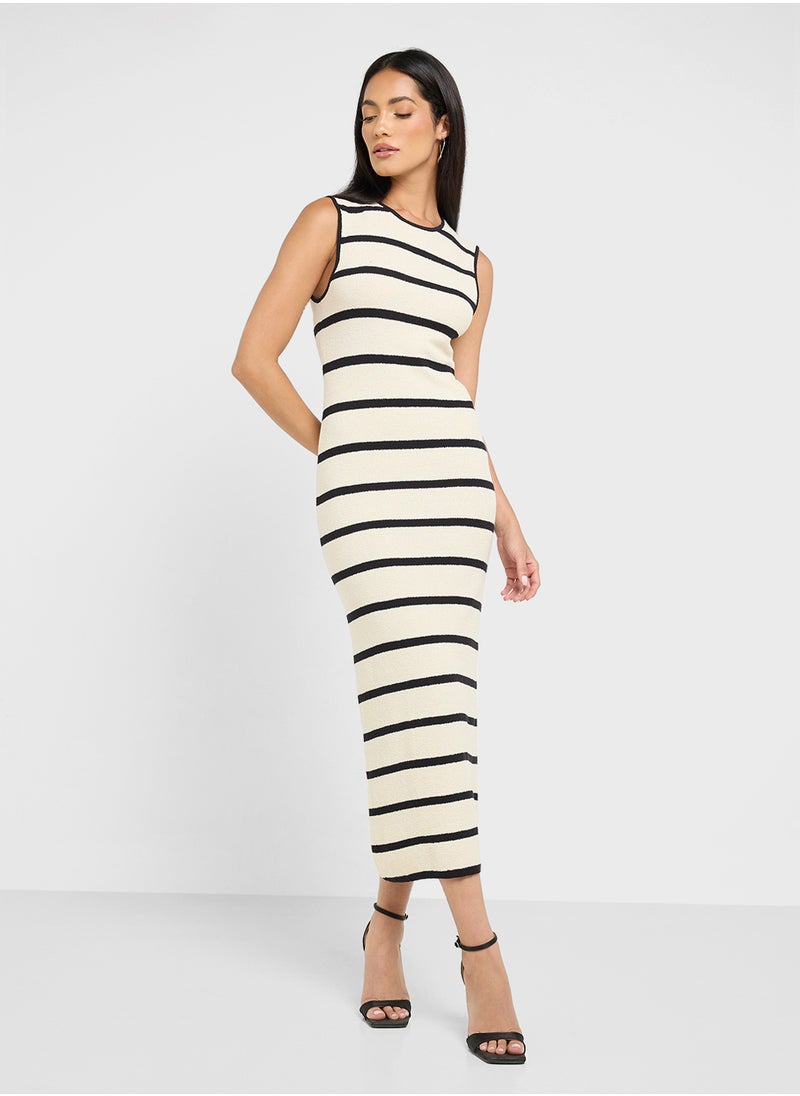 VERO MODA - Striped Crew Neck Dress - Image 1
