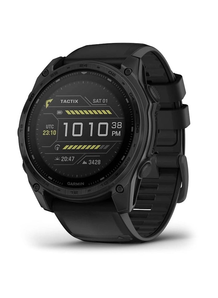 GARMIN Tactix 8 - 51MM - 1.4" Solar - Sapphire Lens with Applied Ballistics Elite Solver, DLC Titanium with Tactical Black Nylon Band and a Black Silicone Band Black - Image 1